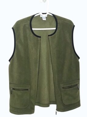 Dallaird Green Fleece Vest Zip Up Sleeveless Outdoor Casual Size M